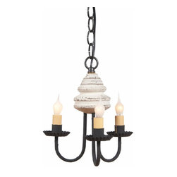 Handmade In USA - Large Wrought Iron and Punched Tin Bar Island Light, Vinateg White - Kitchen Island Lighting