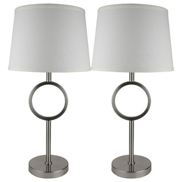 Urbanest Set of 2 Madison Table Lamps, Brushed Nickel With Cream Shades
