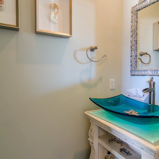 Maritime Badezimmer mit Terrazzo-Waschbecken/Waschtisch Ideen, Design