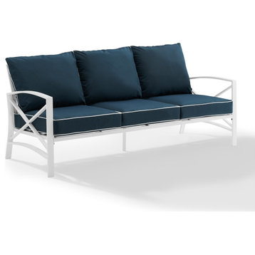 Kaplan Outdoor Metal Sofa Navy/White