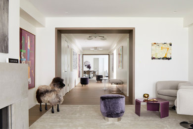 Example of a trendy living room design in New York