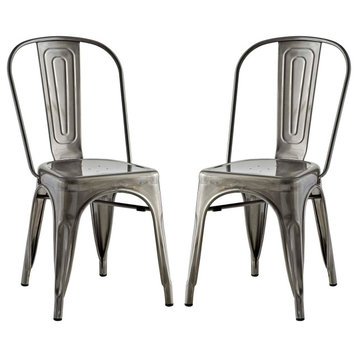 Promenade Dining Side Chairs Steel Set of 2, Gunmetal