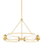 Hudson Valley Lighting - Hartford 6 Light Chandelier - Hartford starts with the open, streamlined form of a round chandelier and updates it through on-trend material. A series of glass globes capped in Aged Brass and set at opposite ends of an open cylindrical frame form the airy, jewelry-inspired silhouette. The globes are made of a unique fizz glass, a dense bubble glass that is stunning when lit.