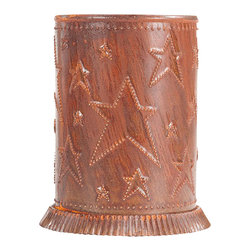 Handmade - Handmade Punched Tin Candle Warmer Country Stars Accent Light, Rustic Tin Finish - Candleholders