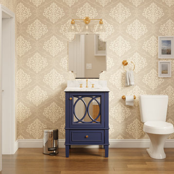 Olivia 24" Bathroom Vanity, Royal Blue, Carrara Marble