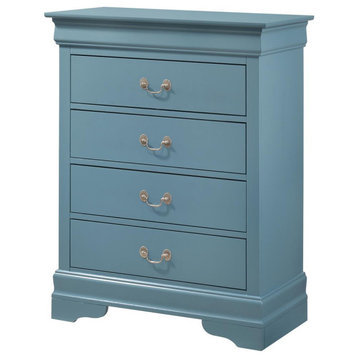 Louis Phillipe Teal 4 Drawer Chest of Drawers (31 in L. X 16 in W. X 41 in H.)