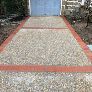 Exposed Aggregate Concrete Driveway with Brick Paver Border in Silver Spring MD