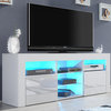 Milano 145 Modern 65" TV Stand Matte Body High Gloss Fronts, LED, White