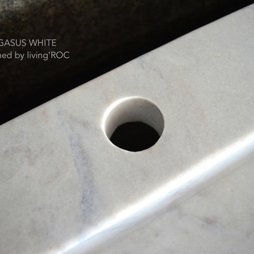 WHITE MARBLE BATHROOM VESSEL SINK PEGASUS WHITE 23"x15"x4 + FAUCET HOLE
