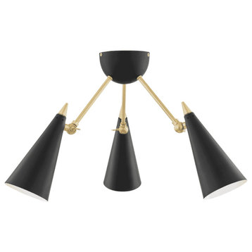 Mitzi Moxie 3-Light Ceiling Light in Aged Brass and Black
