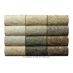 3x6 Grapes border tiles &mdash; Fine Art Tileworks - Accent Trim And Border Tile