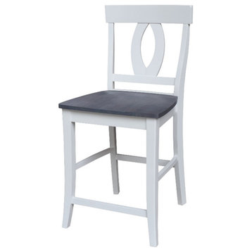 Verona Solid Wood Counter height Stool in White and Heather Gray