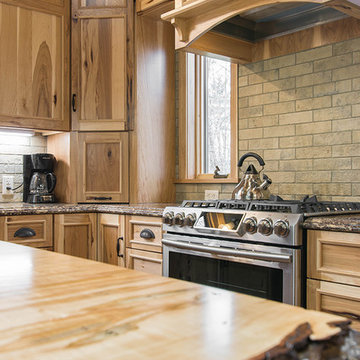 A Rustic Hickory Kitchen with Live Edge Island