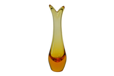 Consigned Amber Glass Beak Vase 9556 by Whitefriars, Vintage English, 1970s