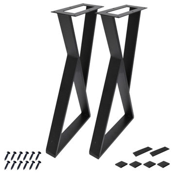 Z Shape Table Leg ( Set of 2), Black, 24''
