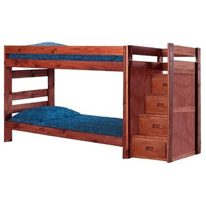 Arlington Twin Bunk Beds With Stairs, Hardwood Bunk Beds With Stairs
