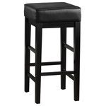 Lexiconhome.com - Josie 29" Square Stool, Set of 2 - Transitional styling paired with versatility of selection makes the Josie Collection a perfect addition to your home’s casual dining spaces. Whether pairing with a table that you already have, adding seating to your countertop or casual entertaining space, the 29-inch pub height stool will be the perfect fit. The square black faux leather seat is paired with espresso finished wood framing for decorative versatility.