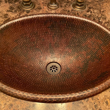 19" Oval Self Rimming Hammered Copper Sink (LO19RDB)
