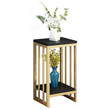 Simple Modern Home Plant Stand for Indoor Porch, Balcony, Gold/black, H21.7"