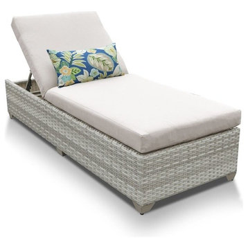 TK Classic Fairmont Wicker Patio Chaise Lounge in Beige and Gray