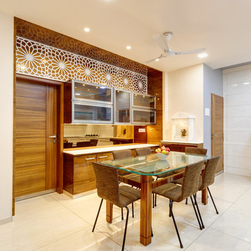 duplex bungalow in a apartment at ground floor was designed by culturals interio