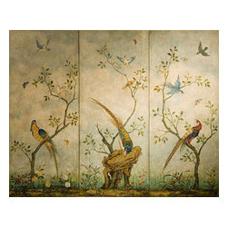 Inviting Home Inc. - Wall Screen With Birds and Flowers - Paintings