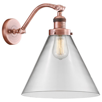 Franklin Restoration X-Large Cone 1 Light Wall Sconce, Antique Copper, Clear