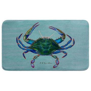 Male Blue Crab on Teal Bath Mat 18x30