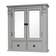 Grey Mirrored Bathroom Cabinet with Drawer Storage