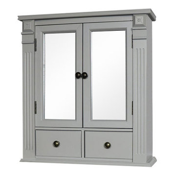 Grey Mirrored Bathroom Cabinet with Drawer Storage