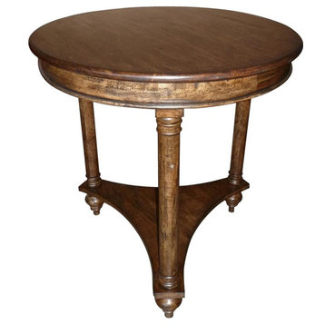 Lamp Table Glenbrook Old World Distressed Rustic Pecan Round Three