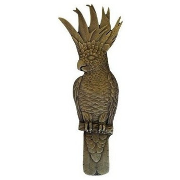 Right Vertical Cockatoo Pull, Antique-Style Brass
