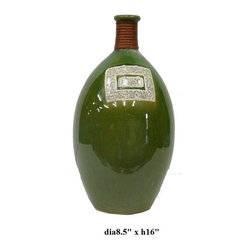 Oriental Element Ceramic Green Vase - Vases