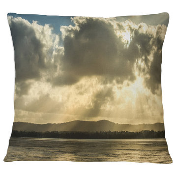 Heavy Clouds over Foreshore Reserve Seashore Throw Pillow, 18"x18"
