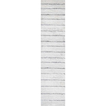 Williamsburg Minimalist Stripe Rug, Cream/Gray, 2 X 8