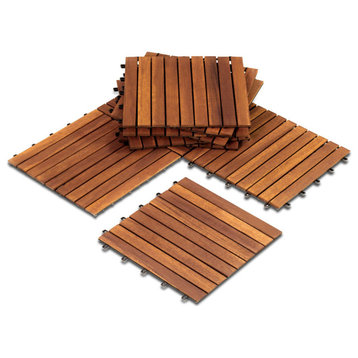 Outdoor Flooring Interlocking Deck Tiles, 30 Pack 12"x12" Weatherproof & Waterp