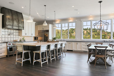 This is an example of a large beach style kitchen in San Francisco.