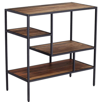 SEI Furniture Mathry Wooden and Metal Bookcase in Natural and Gray