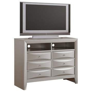 Marilla Silver Champagne 6-Drawer Chest of Drawers (47 in. L X 17 in. W X 37...
