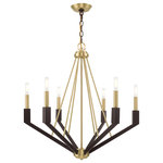 Livex Lighting - Livex Lighting Satin Brass & Bronze 6-Light Chandelier - Illuminate your home with bright designs from the Beckett collection. The six light chandelier emulates a mid-century modern style made popular in the 50s and 60s. The satin brass frame is accented with bronze accents, helping to fully complete this look.