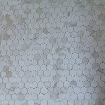 White Subway tile and Octogon in Master bath in Norfolk