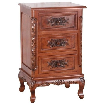 Pemberly Row 3 Drawers Traditional Wood End Table in Dual Walnut Stain