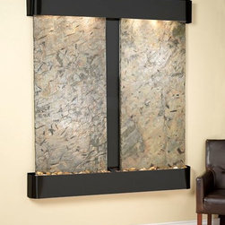 Cottonwood Falls Water Fountains with Blackened Copper and Green Slate - Indoor Fountains