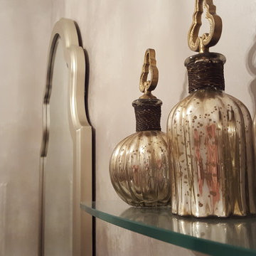 shimmering champagne powder room