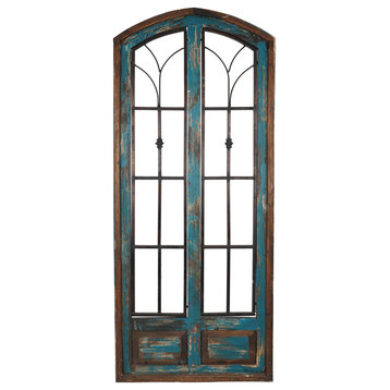 San Miguel Farmhouse Window Style Wall Decor, Turquoise, Large