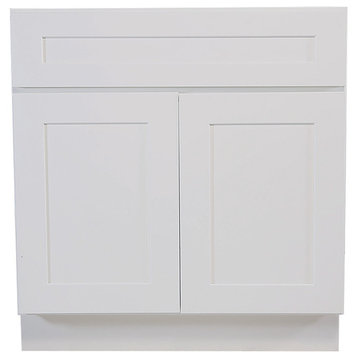 Brookings Fully Assembled Shaker Sink Base Kitchen Cabinet 42", White