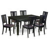 Wedu7-Blk-Lc, 7-Piece Dinette Set, Kitchen Table and 6 Dining Chairs