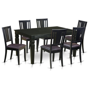 Wedu7-Blk-Lc, 7-Piece Dinette Set, Kitchen Table and 6 Dining Chairs