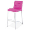 Lynx Counter Height Contemporary Stool With Metal Base, Magenta