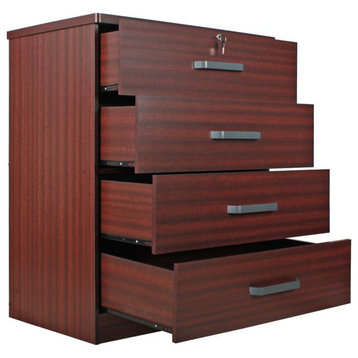 Better Home Products Liz Super Jumbo 4 Drawer Storage Chest Dresser in Mahogany